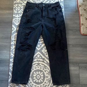 Black ripped mom jeans.